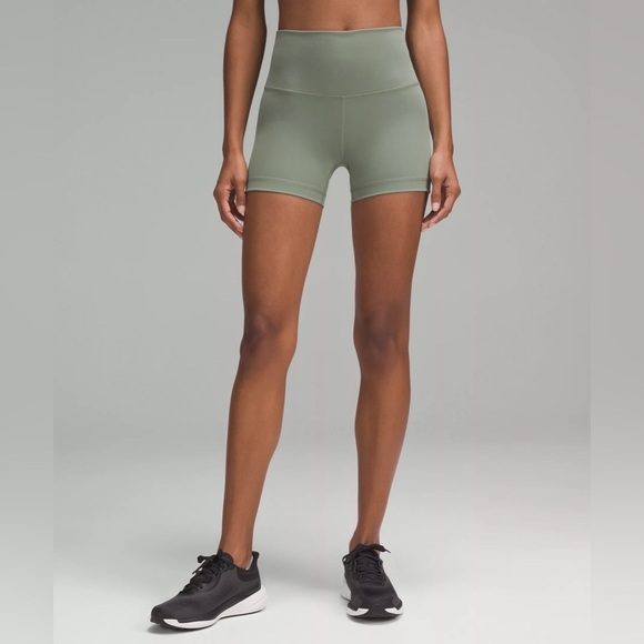Lululemon Wunder Train High-Rise Short 4” - Grey Eucalyptus, Size 12 - Picture 5 of 9